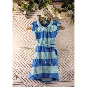 TIA CIBANI Girls Striped Open Back Blue Tie Waist Dress Size 3/4 READ